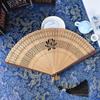 Hollowed-out Mini Shell Fan Bamboo Frame Retro Handheld Fan Folding Bamboo Hand Fan  Women's Use