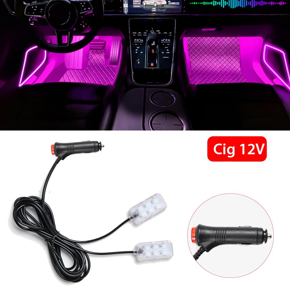 Car Neon Light Foot Light LED Interior Decoration Backlight Cigarette Lighter USB Atmosphere Lamp Auto Decorative Accessories