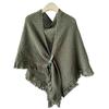 Ladies' Fashionable Tassel Cape Shawl Versatile, Thick And Warm, Solid Color Knotted Scarf, Worn With Camisole On The Outside