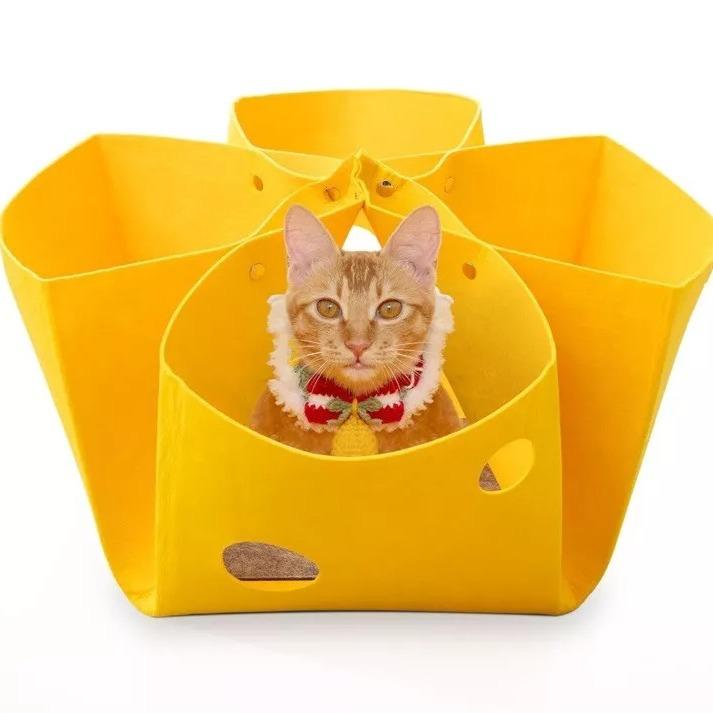 

Foldable and Deformable Cat Tunnel Cat Nest New Home Felt Cat Nest Felt Nest Half Enclosed Cat House Winter Pet Supplies New 104x104cm