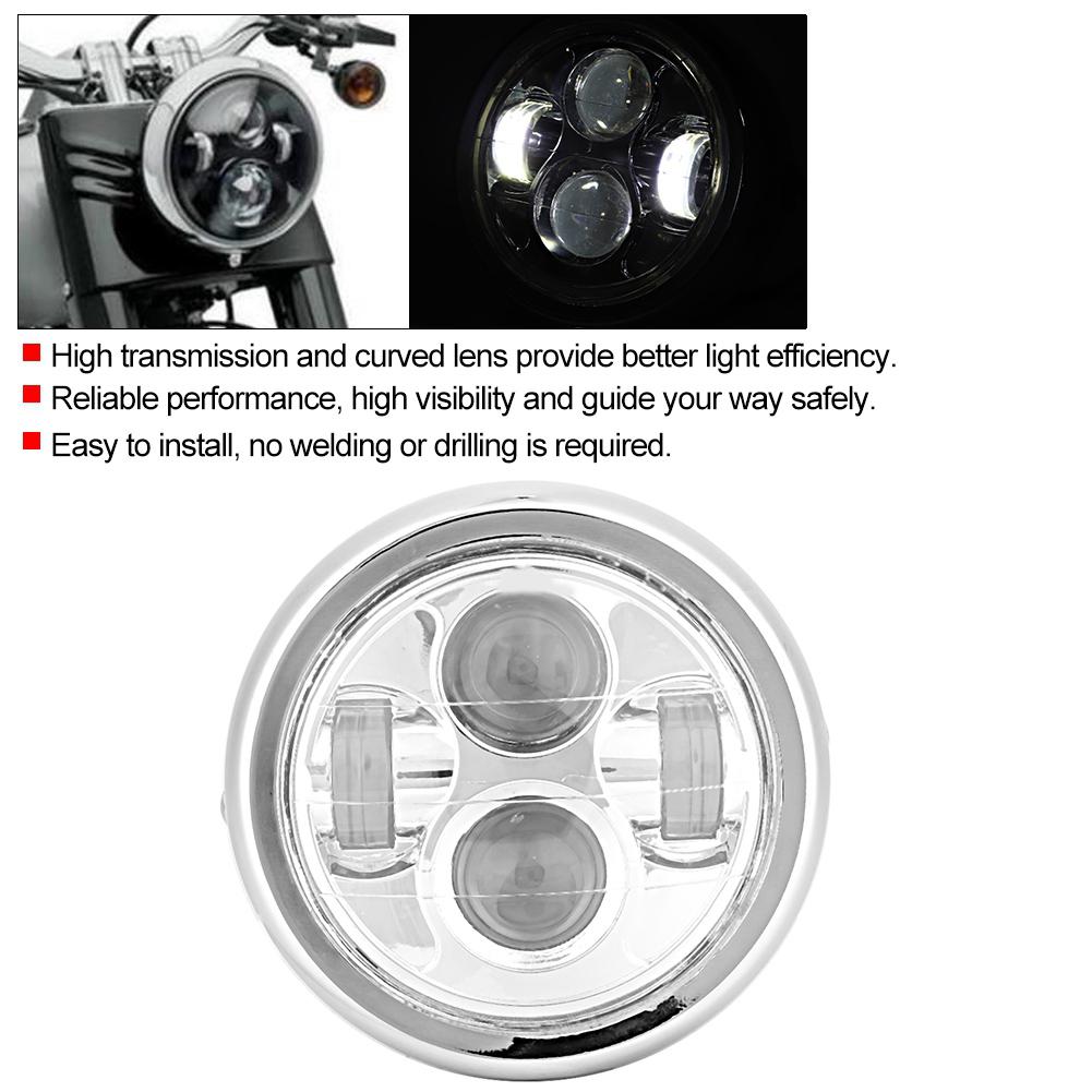 Universal Vintage Round Motorcycle LED Headlight Lamp Modification Accessory (Electroplating)