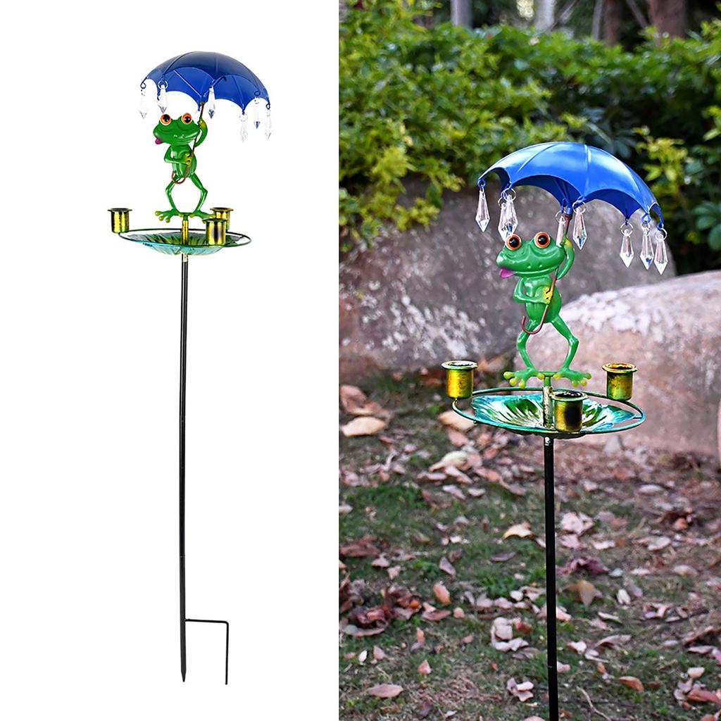Wrought Iron Frog, Umbrella Bird Feeder, Outdoor Courtyard Garden