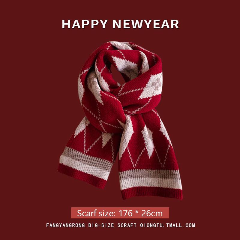 

Годовой Красный Рождественский Подарок Шарф Из Искусственного Кашемира Женский Зимний Шаль Утолщенный Универсальный Шарф Ins Стиль