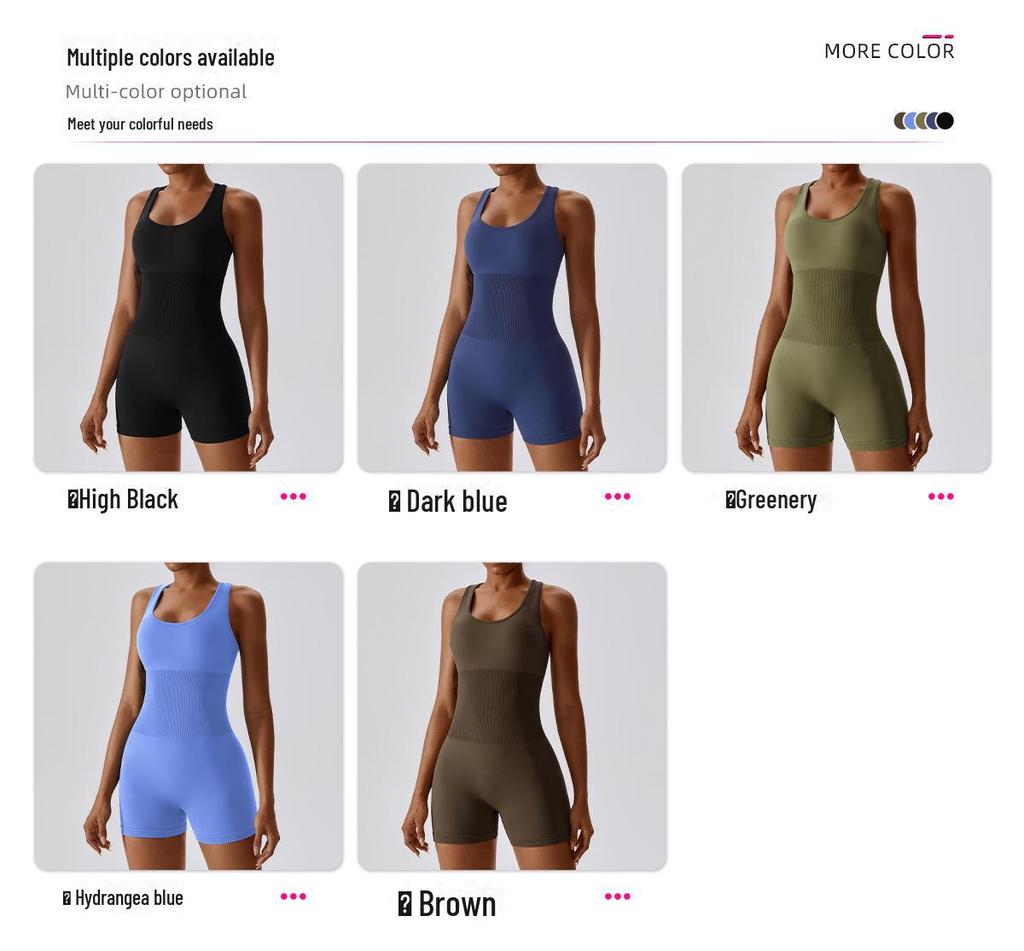 European & American High-Elastic Seamless One-Piece Yoga Jumpsuit 6949 - Slimming & Stylish with Open Back Design for Women.