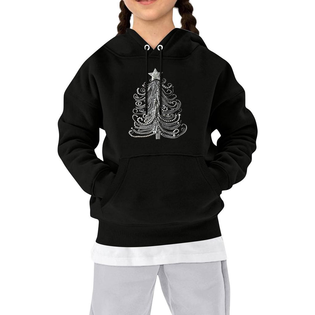 Sweatshirts For Teen Girls Hoodies Long Sleeve Drawstring Pullover Cute Printed Oversized Hoodie Christmas