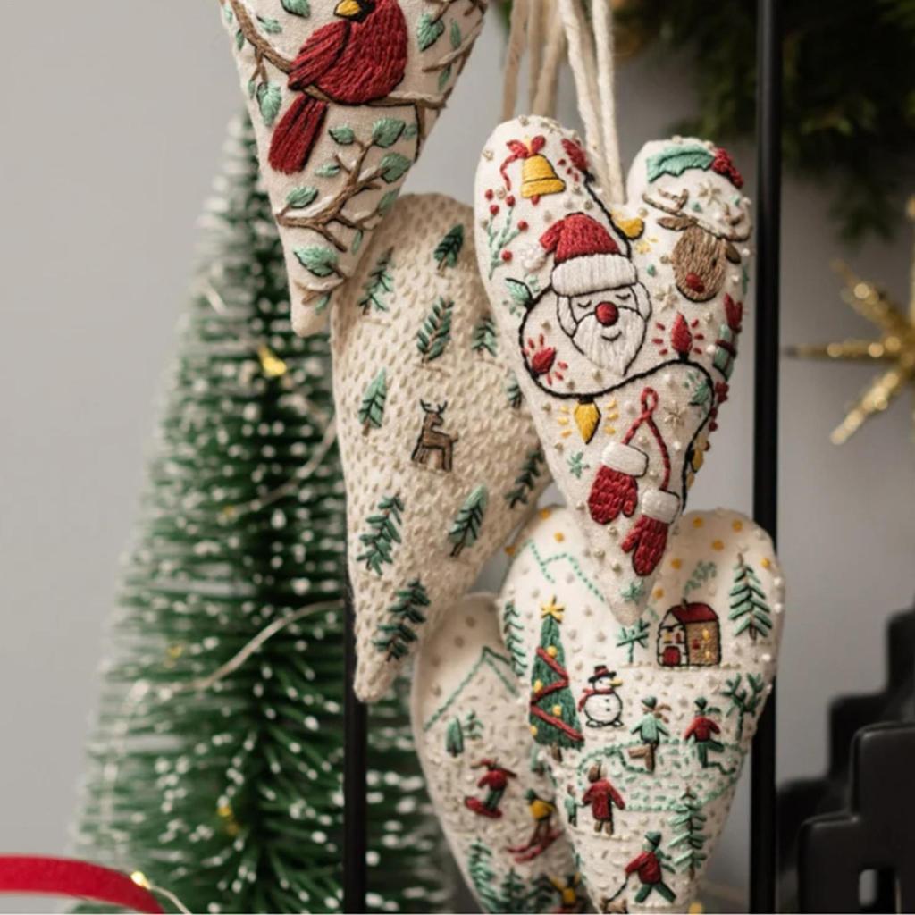 Beginner Embroidery Kit For Adults Heart Ornament Embroidery Practice Kits Complete Set Art Craft For Seniors Adults Teens Home