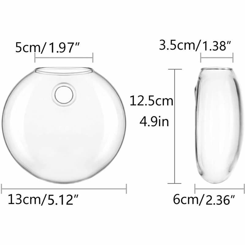AS60-Ručně vyráběná kulatá skleněná váza-Balení 2/6-Nástěnný terárium-Hydroponický květináč s automatickým zavlažováním Pro domácí kancelářskou dekoraci