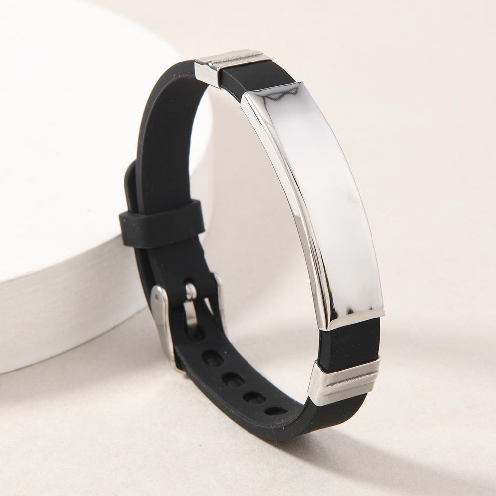 Unisex Adjustable Silicone Stainless Steel Bracelet - European & American Style