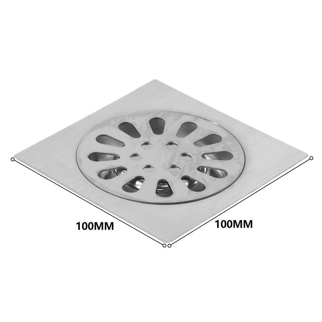 Square Shower Drain Floor Drain Easy Installation Grid Pattern Perfect Size Removable Cover Easy Cleaning Bathroom