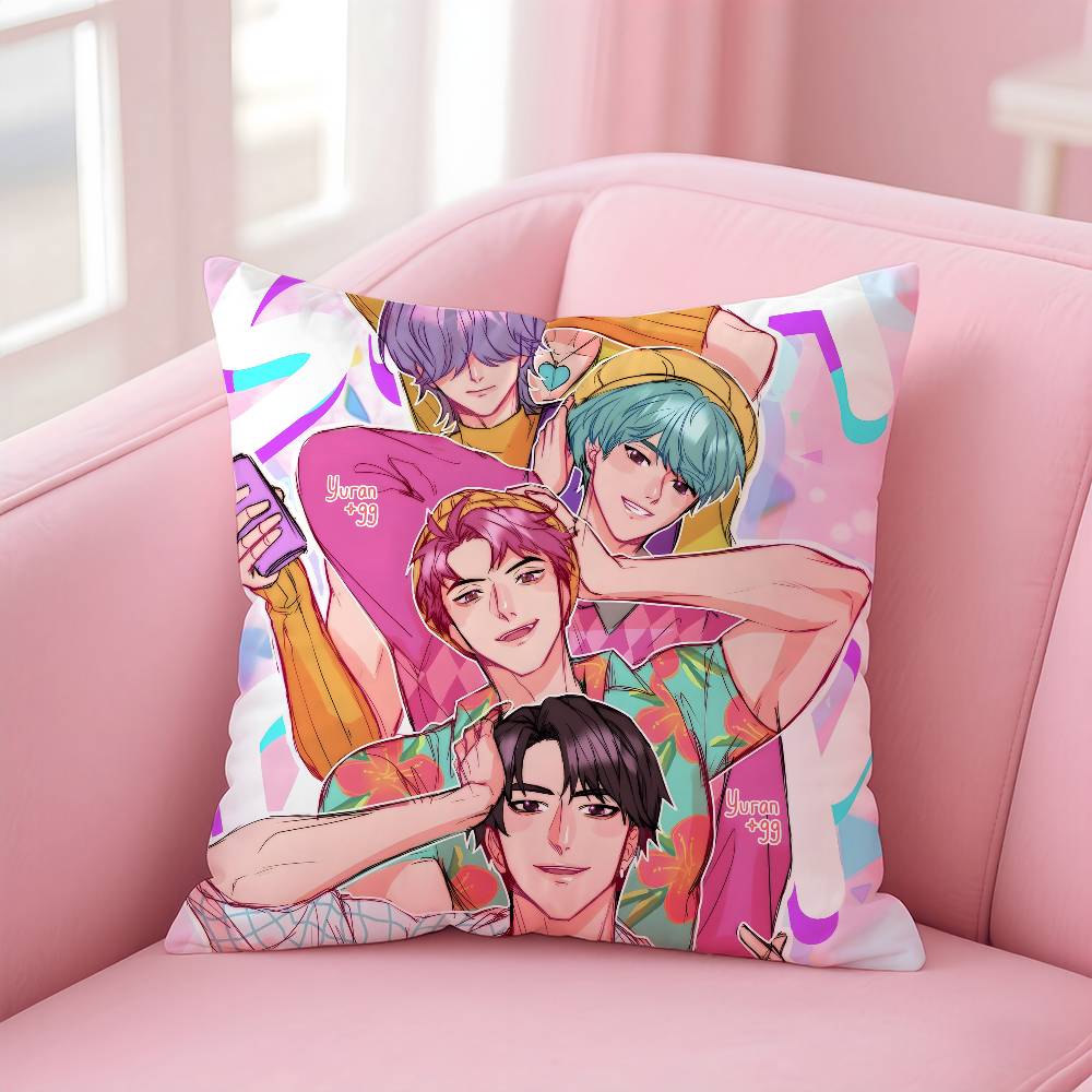 KPop S-Saja B-Boys Pillow Case Pattern Printing Pillowcase Living Room Sofa Cushion Cover Bedroom Room Decor