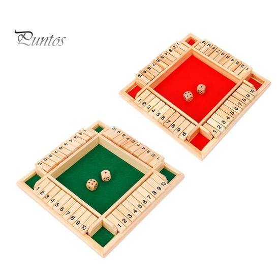 Tabellone del Gioco Shut The Box con 2/4 Dadi a Quattro Lati per Bambini Adulti Famiglia Educativo in Legno Matematica Numeri Strategia Giocattolo Chiudibile Accessori Notturni 4 Giocatori