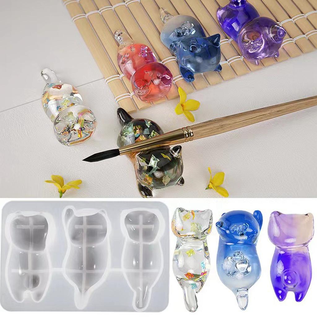 Three Head Silicone Molds, DIY Crystal Resin Silicone Molds, Creative Keychain Molds, Handcrafted Toy Molds