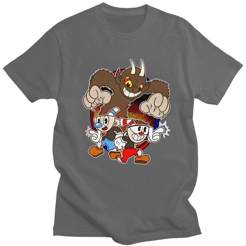 Custom Hot Game Cuphead T Shirts for Men 100 Cotton Tees Tshirts Tshirt