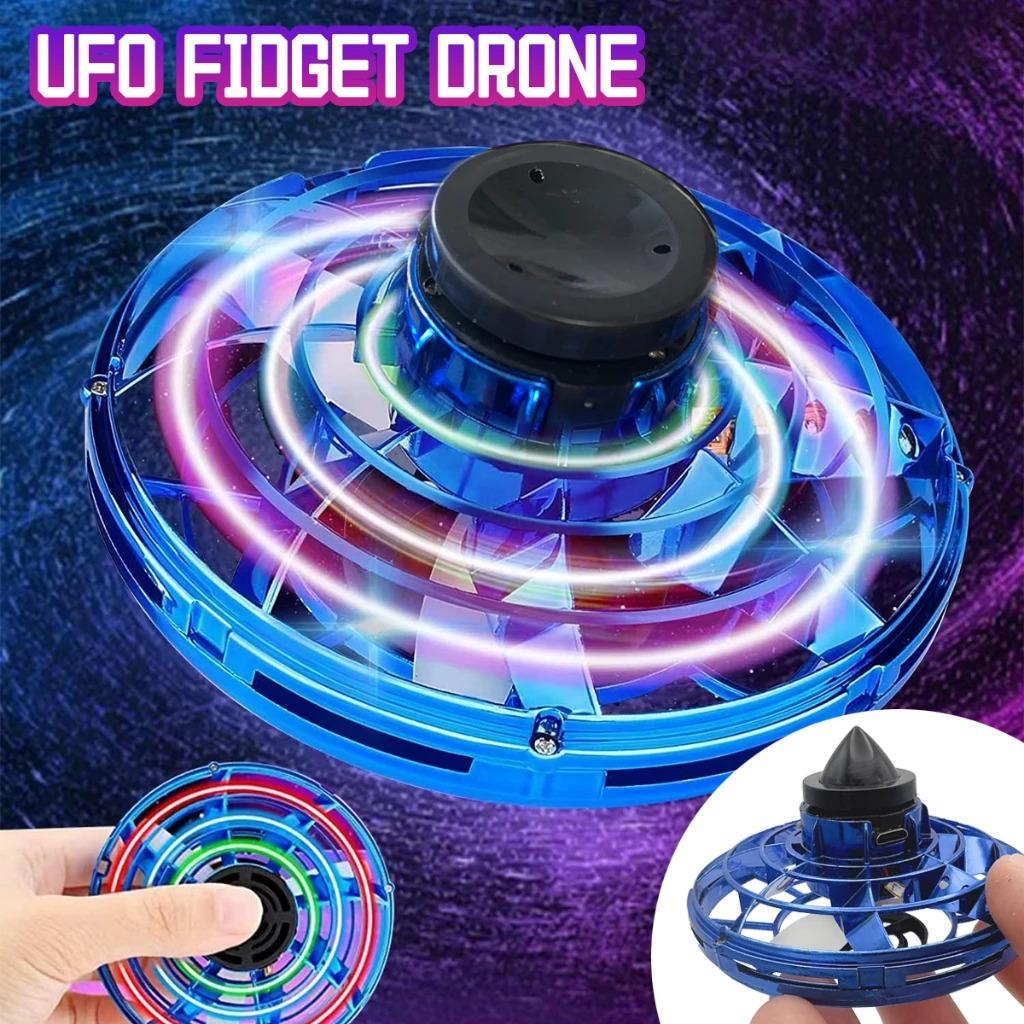 Magic UFO Flying Orb Ball Toy Rechargeable UFO Flying Spinner with Lights Mini Drone Aircraft Toy LED UFO Type Toy Kid Gift