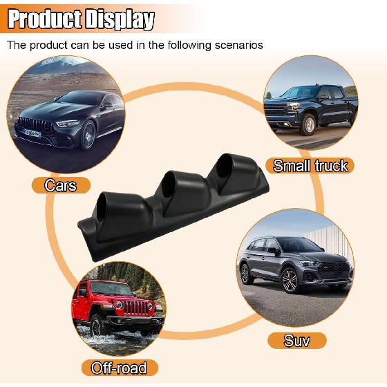 Black Triple Pillar Gauge Pod Holder, Plastic 3 Hole 52Mm Automotive Digital Gauge Bracket, Universal A-Pillar Gauges Mount Accessories For Most
