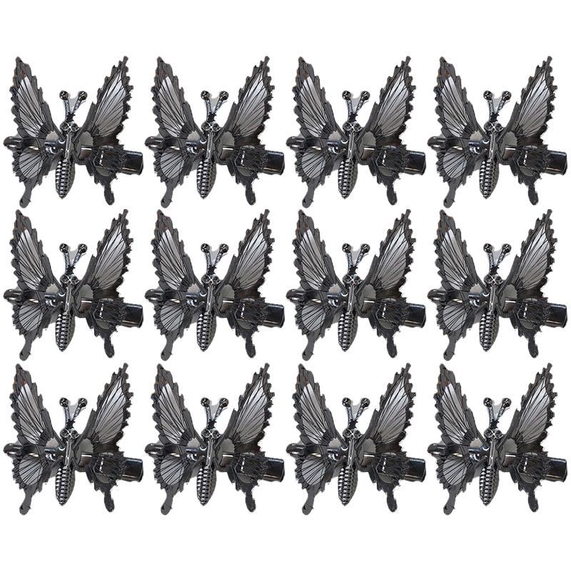 Metal Moving Butterfly Hair Clip Women Colored Rhinestones Duckbill Clip Sweet Hair Accessories