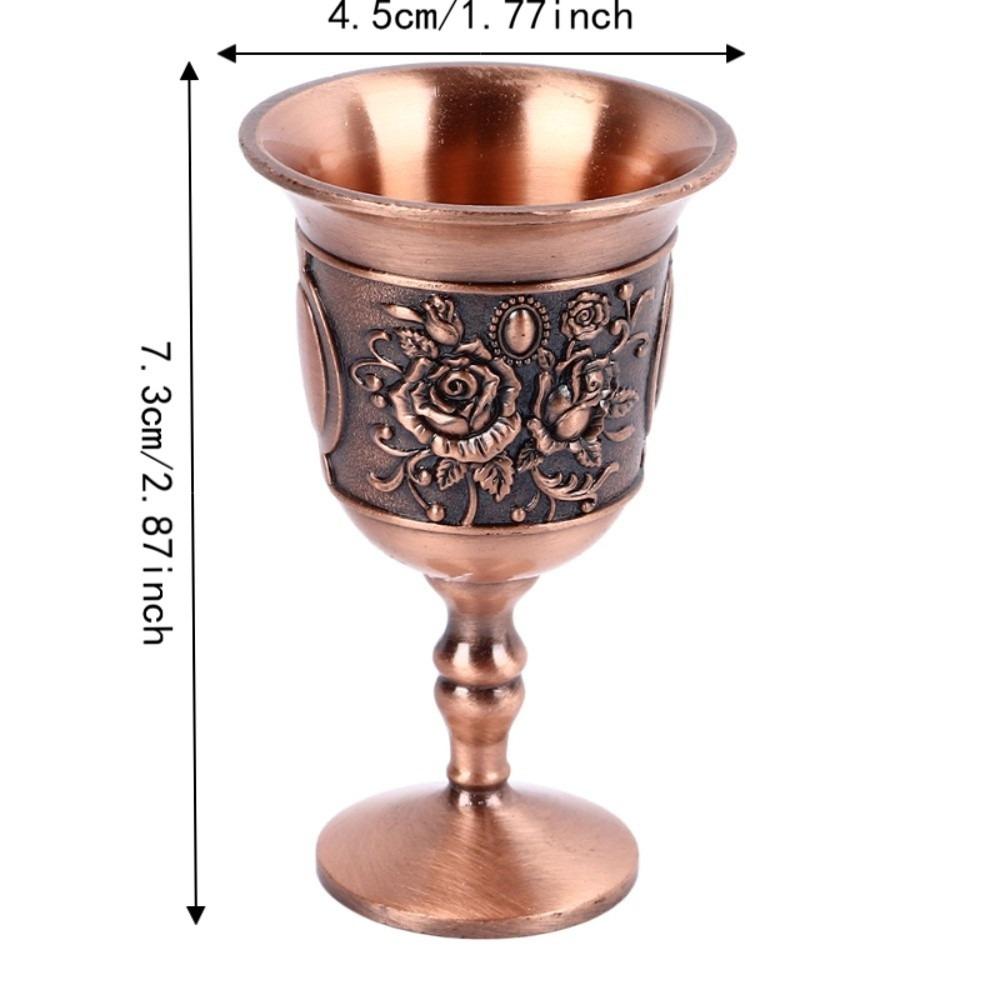 2pcs Brass Vintage Wine Glasses Red Bronze Retro Metal Chalices  Decorative Display