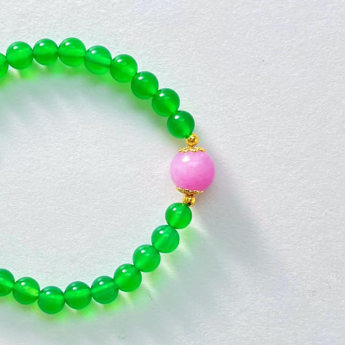 Fairy Wind Natural Vitreous Emperor 6Mm Green Natural Chalcedony Bracelet Bracelet