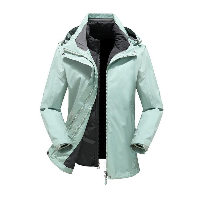 2-in-1 Removable Hooded Outdoor Windproof Waterproof Jacket With Fleece Liner Hiking Skiing