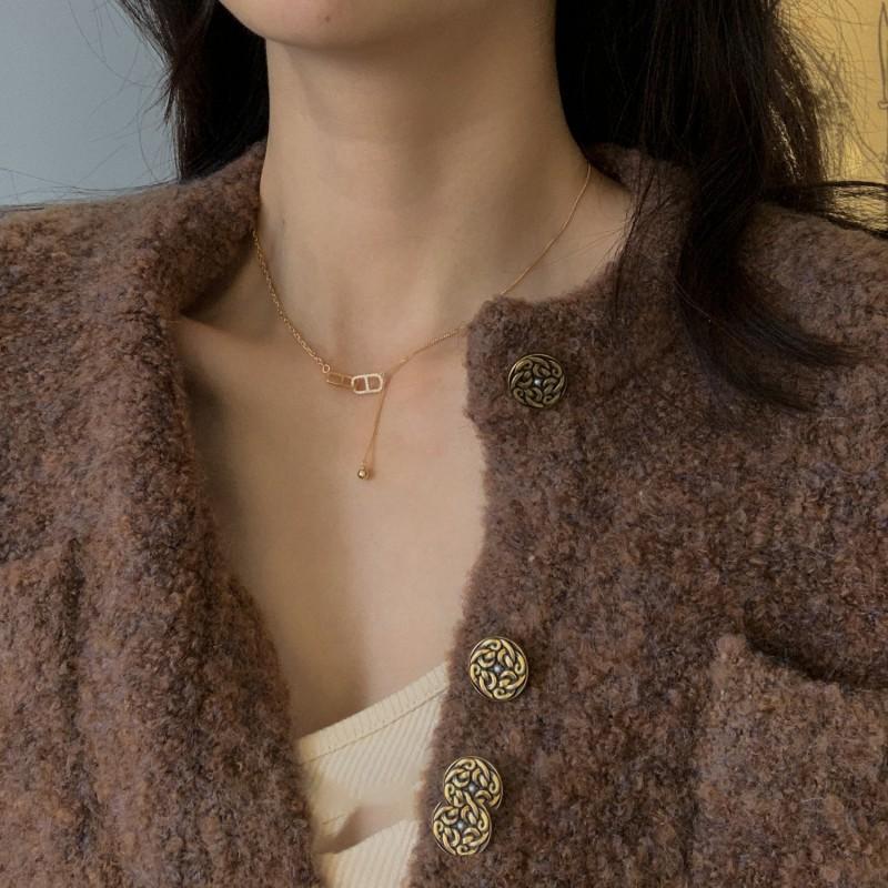 18K Gold Plated Pig Nose Necklace Women Simple Korean Style Ins Cold Fashion Clavicle Chain
