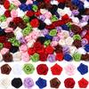 20pcs 1.5cm Polyester Rose Flowers Colorful Mini Artificial Flowers For Wedding Party DIY Wreath Clothing Headwear Decoration