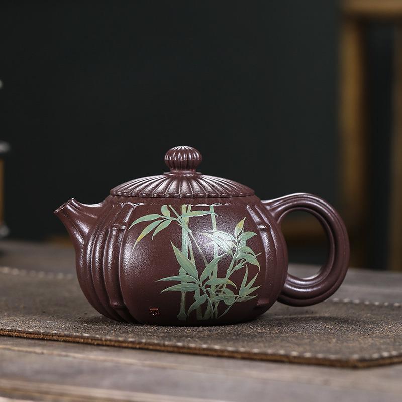 

490ml Luxury Yixing Purple Clay Teapots Handmade Xishi Pot Raw Ore Purple Mud Tea Making Kettle With Filter Chinese Zisha Teaset