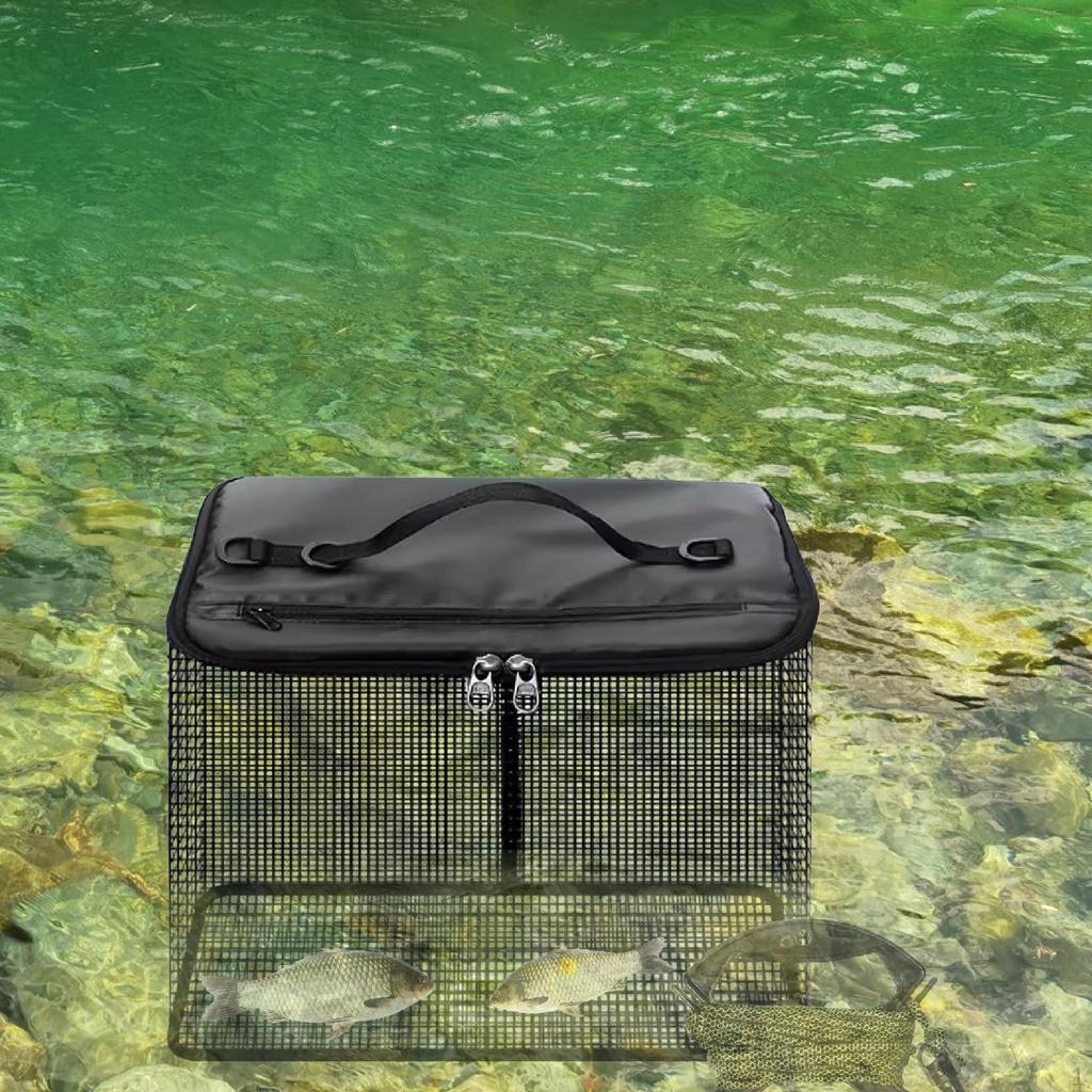 Fishing Basket with Anti Slip Paracord Multipurpose Portable for Caught Live Fish Carp