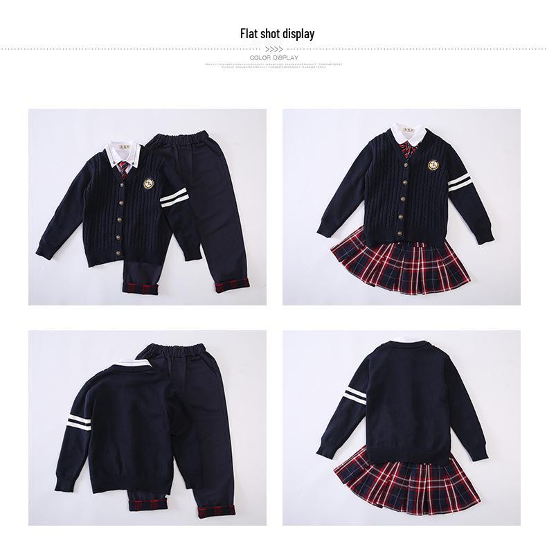 2025 Spring & Fall Elementary School Knitted Cardigan Uniform Set for Boys & Girls