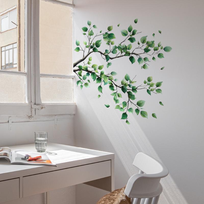 

Branches Leaves Wall Sticker Bathroom Toilet Decor Decals Living Room Office Home Decoration зелений