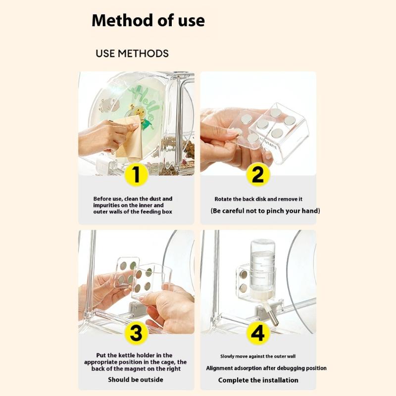 Hamster Small Pet Animal Water Bottle Holder Acrylic Bracket With Magnets Water Dispenser Stand For Various Cage Types