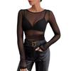 Modisches Elegantes Vielseitiges Transparentes Netz Crop Schlankmachendes Dünnes Kurzarm Basic Top, Lässige Durchsichtige Enganliegende Bluse für Damen