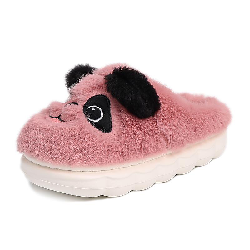 New Winter Cute Big eyed Rabbit Children's Waterproof Warm Non-slip Fluffy Slippers For Girls Boys Kids Indoor Home Cotton Shoes