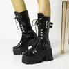 Women High Boots Cosplay Mid-calf Boots High Platform Wedges Boots 2025 New Designer Gothic Shoes for Women Botas Zapatos Mujer