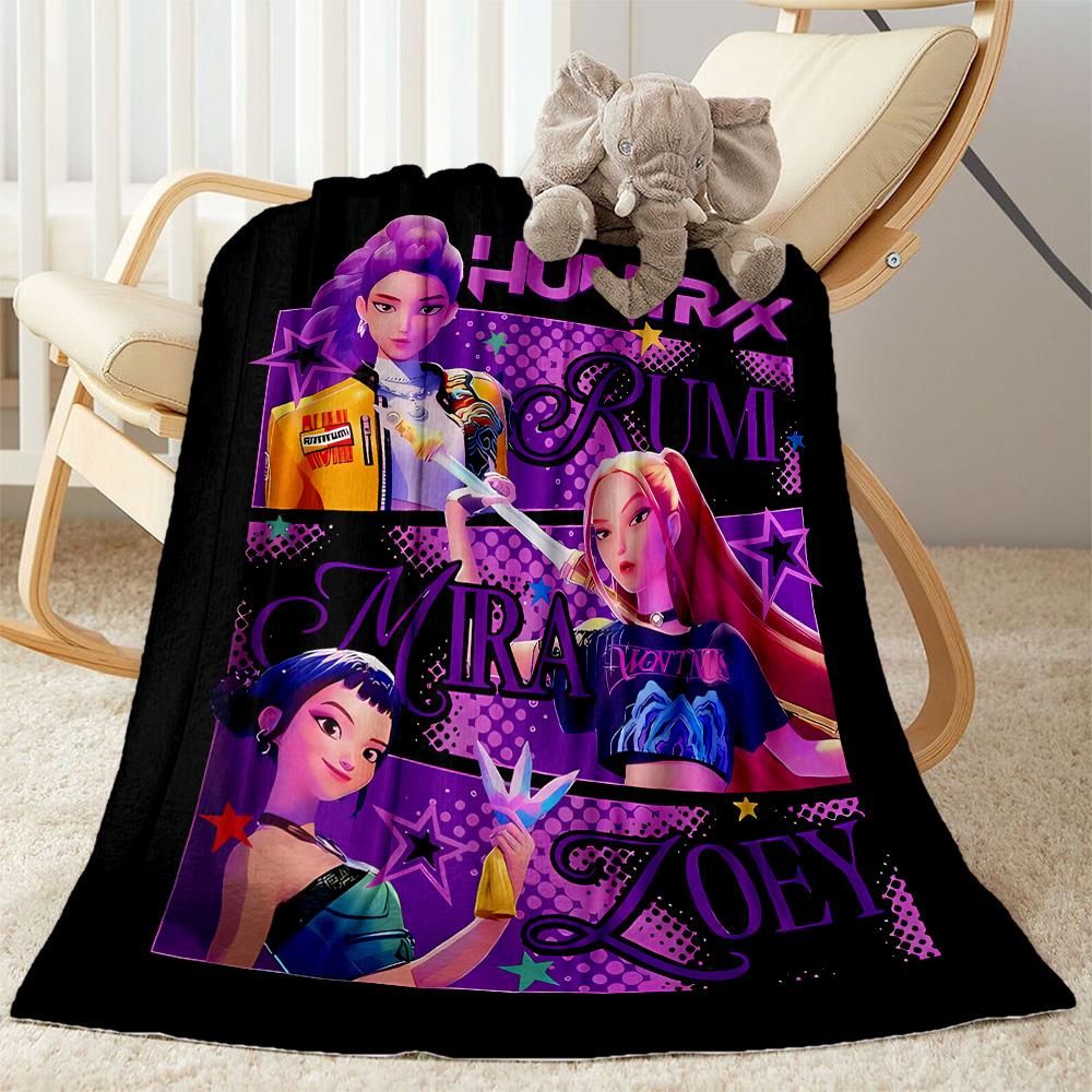 1pc Demon Hunter Girls: Future Fusion blanket Soft and Warm for Sofa Office Camping Travel Livingroom Great Gift for Friends and Family Comfortable