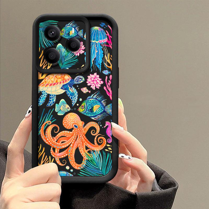 Soft TPU Phone Case For Xiaomi Redmi Note 15 14 13 Pro 4G For Redmi Note 13 14 Pro Plus 5G Cartoon Octopus Silicone Back Cover
