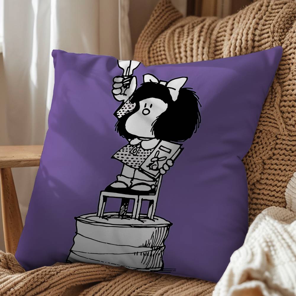 cartoon Manolito Art Mafalda Felipe Pillow Case Antidustmite Pillowcase Invisible zipper silky short plush Sofa cushion cover