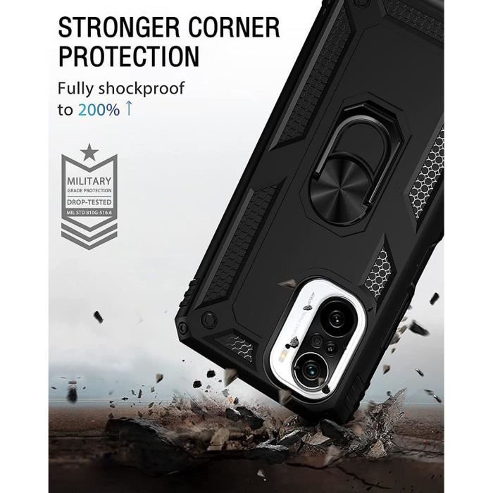 Protective Case - E.F.CONNECTION - Xiaomi Mi 11i - Soft Silicone - Support Ring - Black