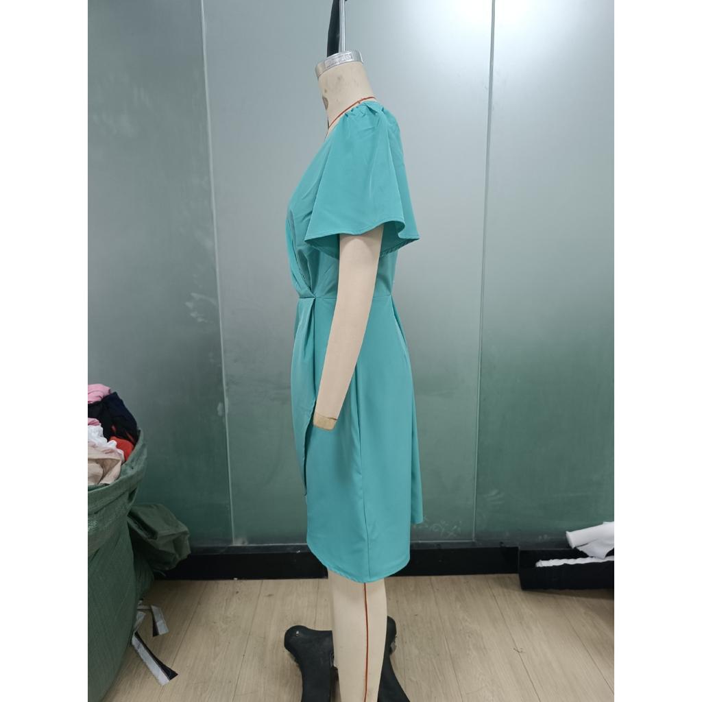 Summer Elegant Women's Dress, Short Sleeve Waist Cinched Pencil Dress, Polyester European American Style Dress for Crossborder Outfit