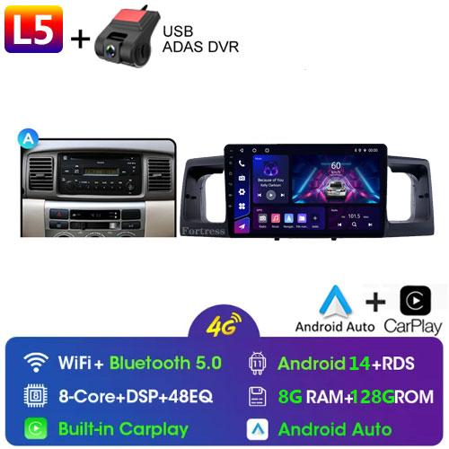 2Din Android14 For Toyota Corolla E120 E130 2000-2004 Car Radio Multimedia Video Player GPS Navigation Carplay Stereo Autoradio