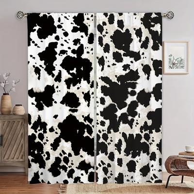 Cow Spot Pattern Animal Vintage Kids Window Curtains For Children's Bedroom Living Room Bathroom Kicthen Door Hall Home Decor