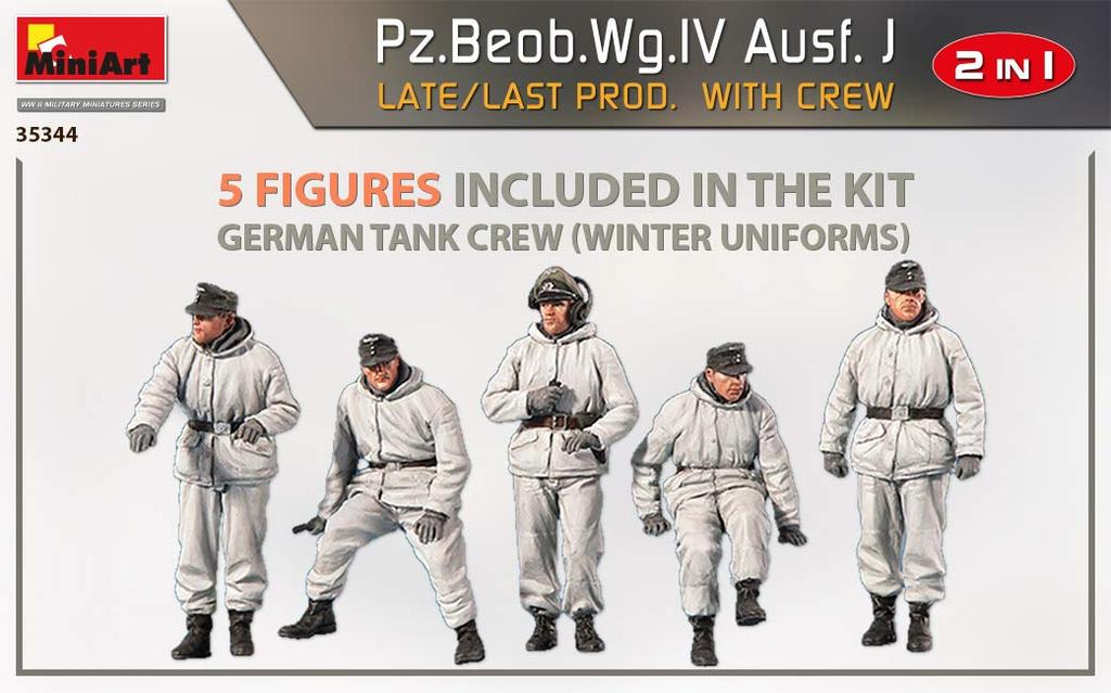 Miniart Scale German Army Panzer IV Artillery Observation Late or Final Production with 5 Crew Figures Plastic Model Kit MA35344 1/35 Ausf.J
