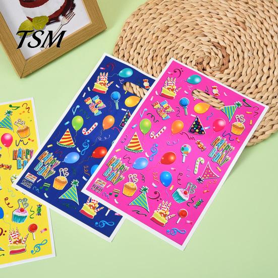 Sacchetti da Festa Senza BPA 50 Pezzi Caramelle Dolcetti con Manico Grande Capacità Colori Vivaci Disegni Cartoni Animati Regalo di Compleanno Giocattoli Gadget