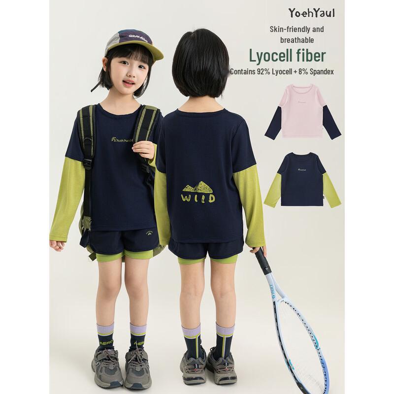 Youyou Girls' Faux Two-Piece Long-Sleeve T-Shirt