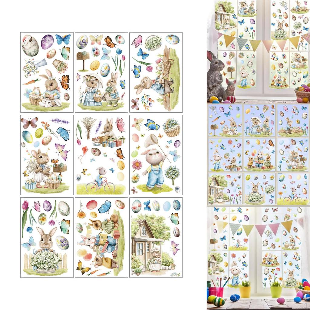 Easter Bunny Window Clings Double Sided Decorations, Easy To Peel, Decorative Decals