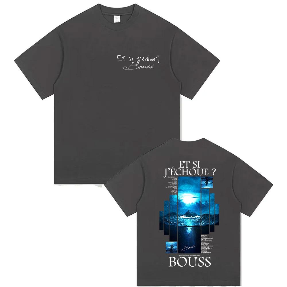 Rapper BOUSS ET SI JECHOUE  Tour 2026 Graphic T Shirt Mens Retro Hip Hop Short Sleeve Tshirts Pure Cotton Tshirt Streetwear
