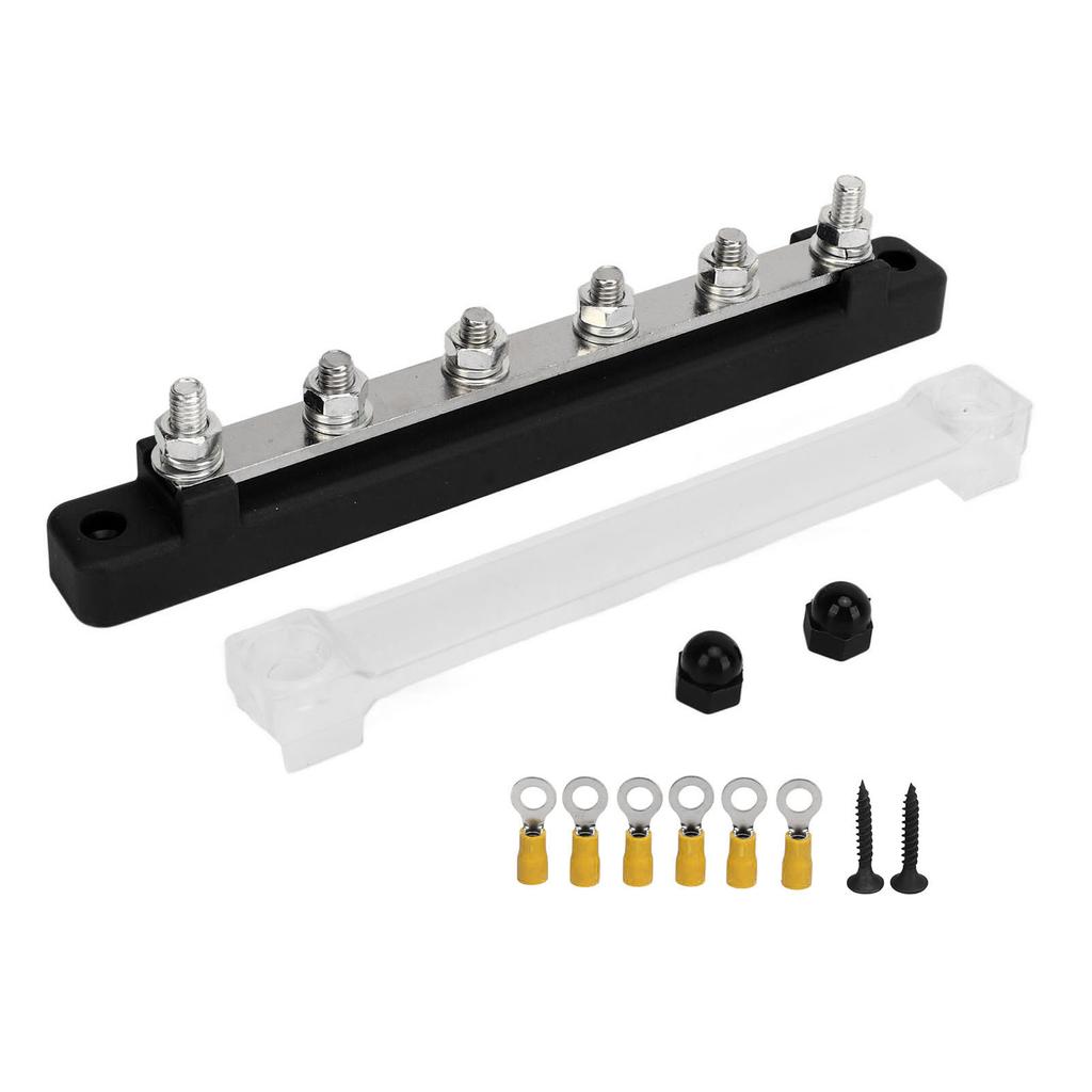 6 Post Power Distribution Terminal Block with Dust Cover M6 Studs DC12V To 48V 150A for Cars Boats RVs