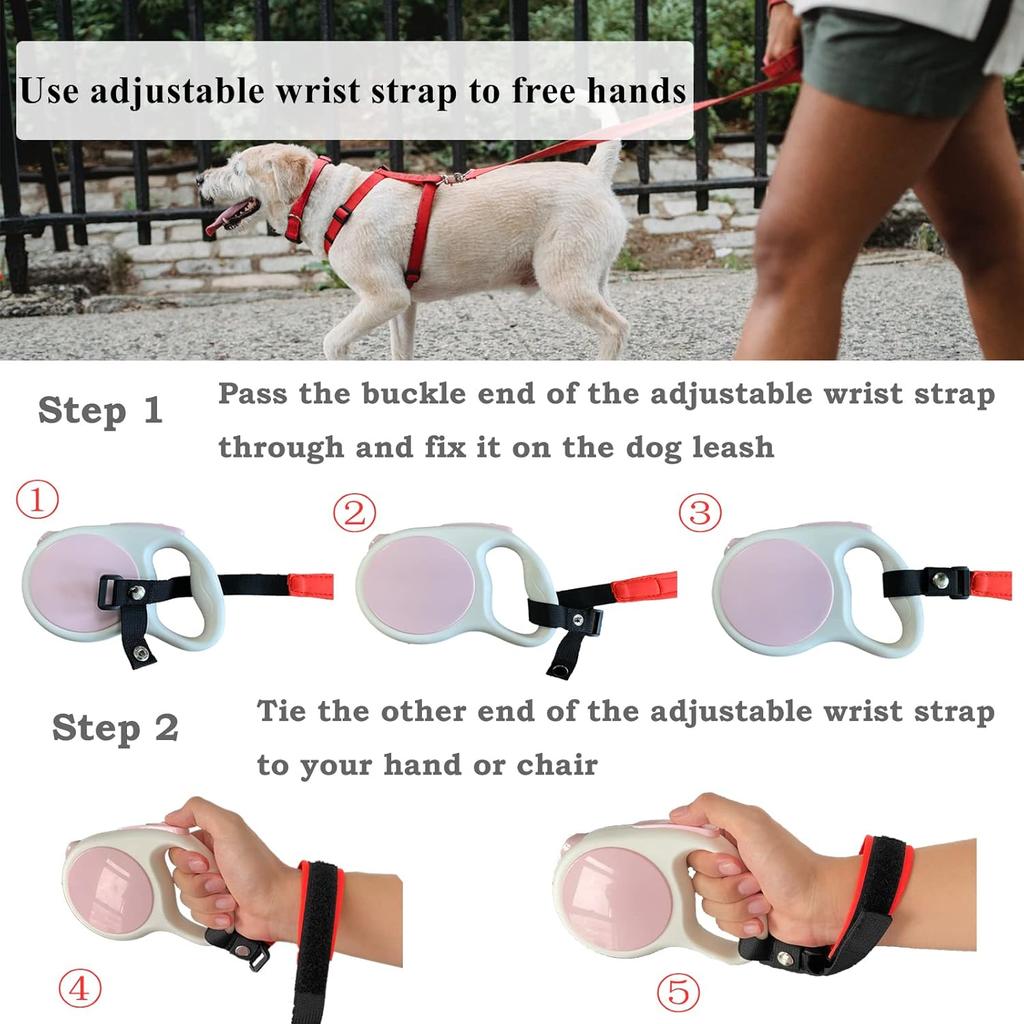 Hands Free Adjustable Wrist Strap,Suitable for Any Dog Leashes with Adopts Design,Soft and Comfortable Diving Fabric Wrist Strap for Retractable Dog