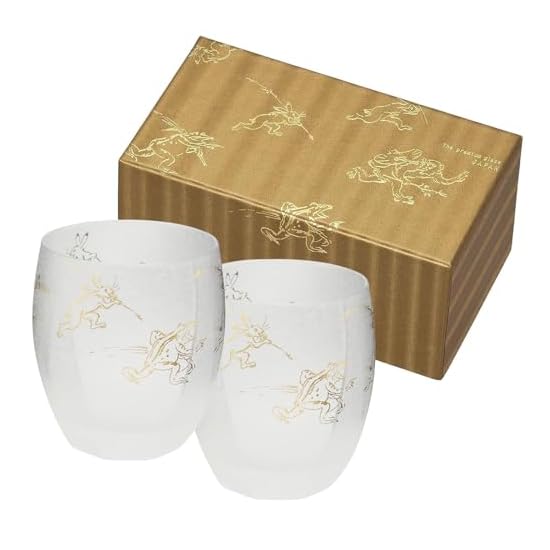 ADERIA Premium Nippon Taste Choju-giga Rock Glass, 345ml, Pair Set, Made in Japan, Gift Boxed, S6214