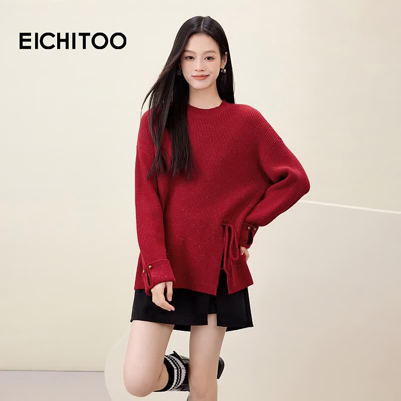 EICHITOO Women s Long-Sleeve Knit Sweater L