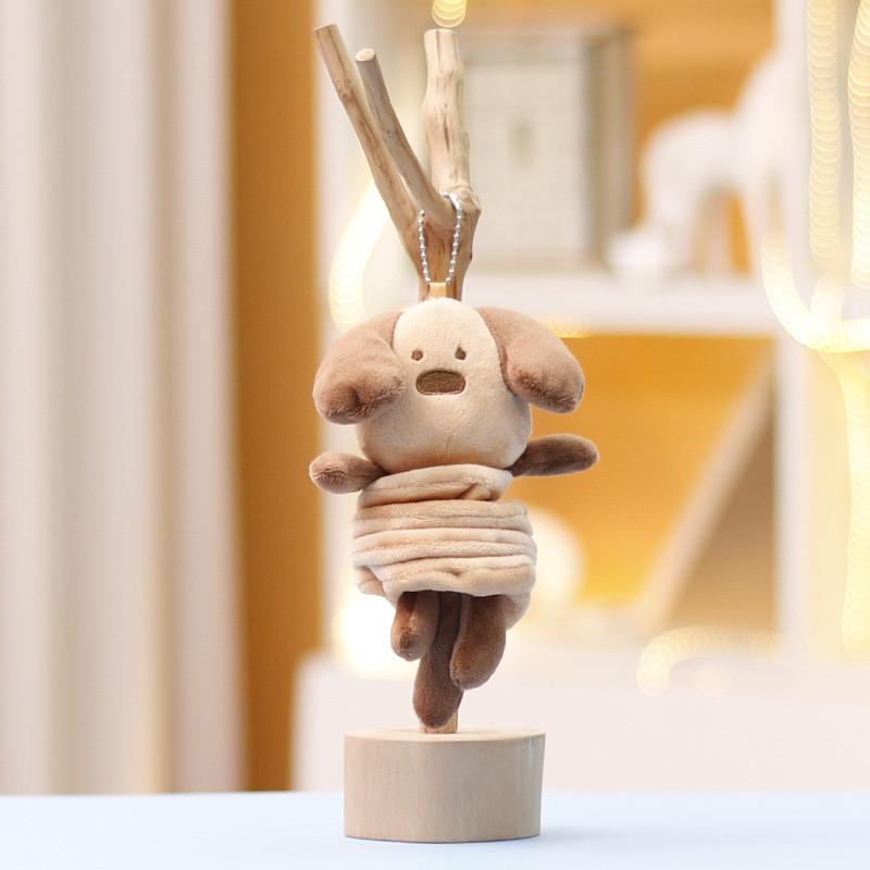 Spring Dog Stretching Cat Lobster Plush Toy Keychain Pendant Gifts Decorations